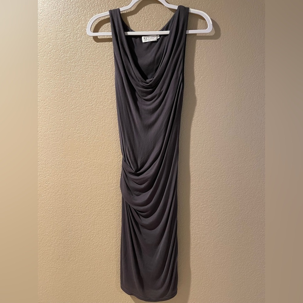 Velvet by Graham & Spencer Charcoal Draped Midi Dress
